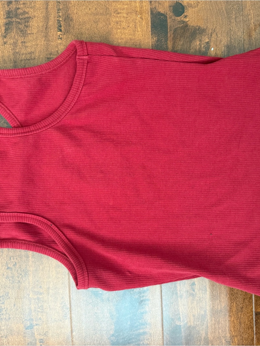 KAI Collective Red Ribbed Tank with Yellow Logo - Picture 2 of 3